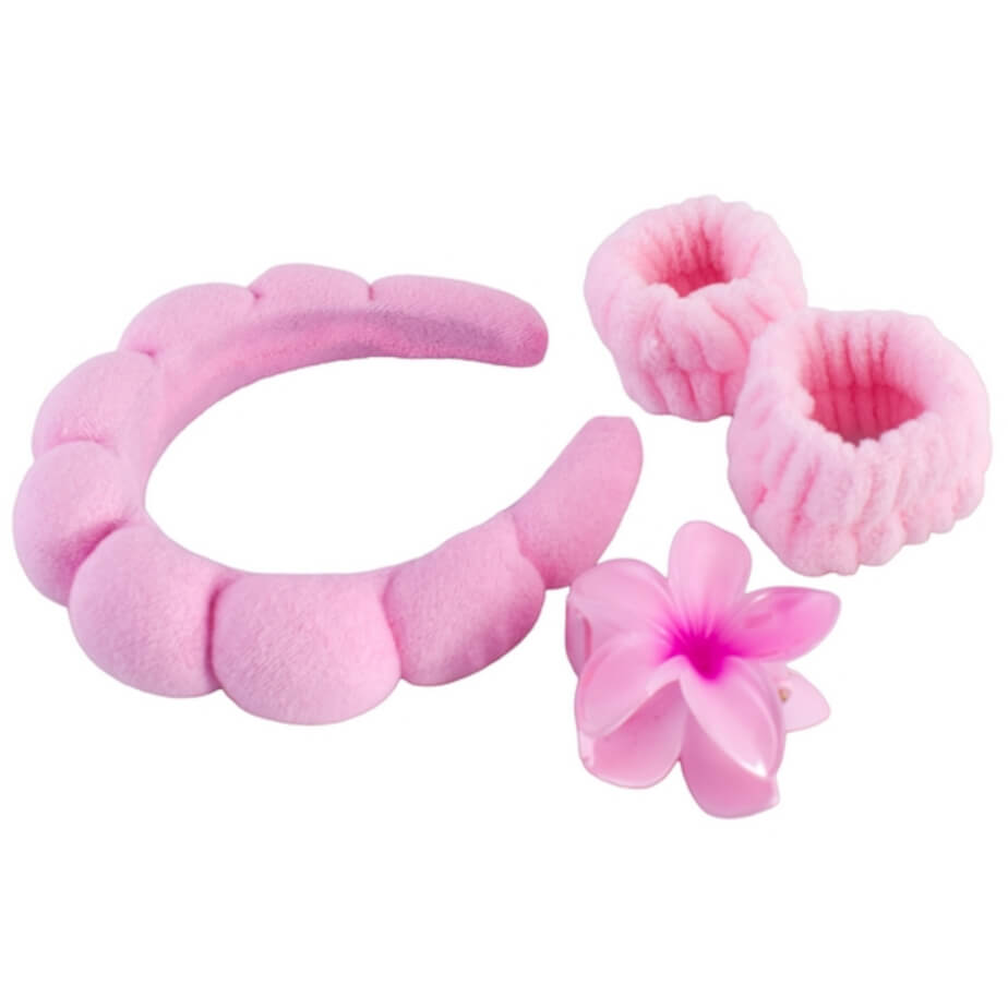 Spa Headband, Wristband & Hair Clip Set image